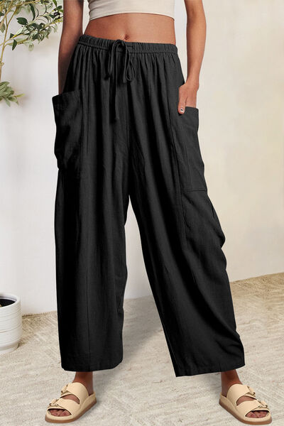 Full Size Pocketed Drawstring Wide Leg Pants - Pahabu - Women's Clothing & Shop