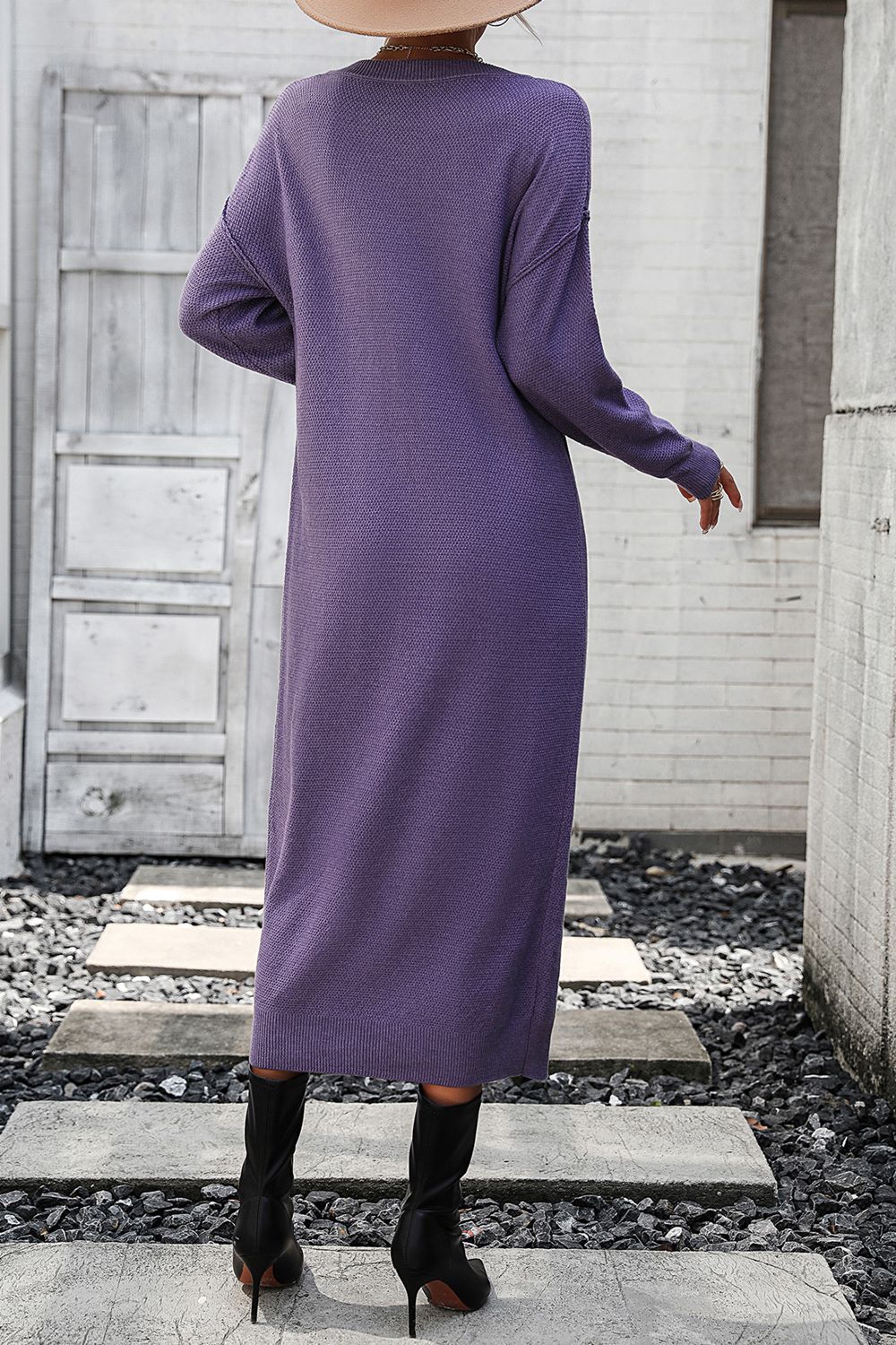 Notched Neck Dropped Shoulder Button-Down Midi Dress - Pahabu - Women's Clothing & Shop