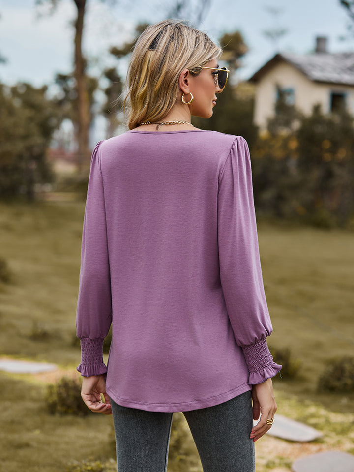 Puff Sleeve Pleated Blouse - Pahabu - Women's Clothing & Shop