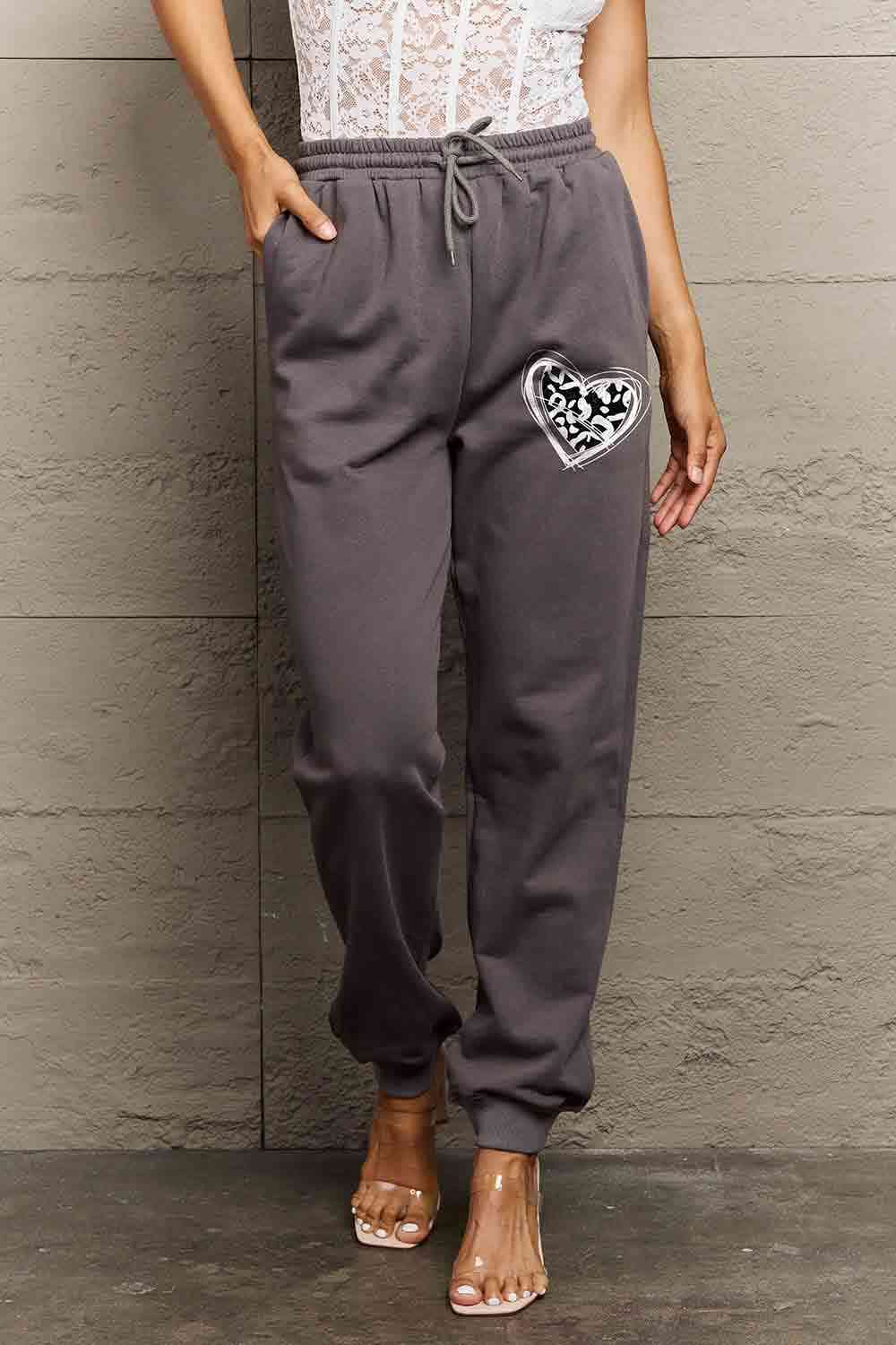 Simply Love Simply Love Full Size Drawstring Heart Graphic Long Sweatpants - Pahabu - Women's Clothing & Shop