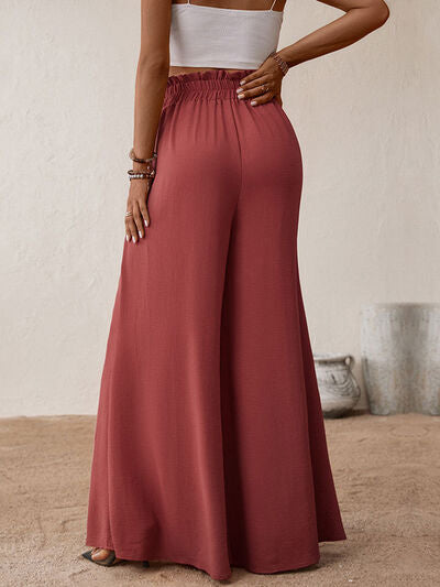 Perfee Frill Tied Wide Leg Pants - Pahabu - Women's Clothing & Shop