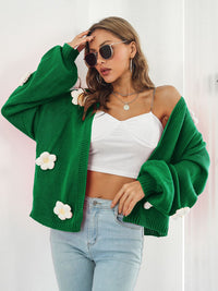 Floral Open Front Long Sleeve Cardigan - Pahabu - Women's Clothing & Shop
