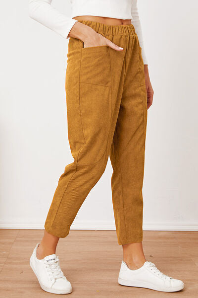 Pocketed Elastic Waist Pants - Pahabu - Women's Clothing & Shop