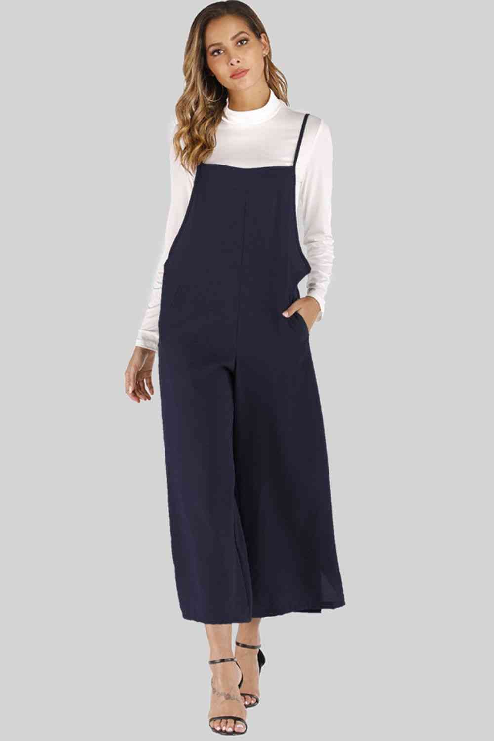 Full Size Cropped Wide Leg Overalls with Pockets - Pahabu - Women's Clothing & Shop