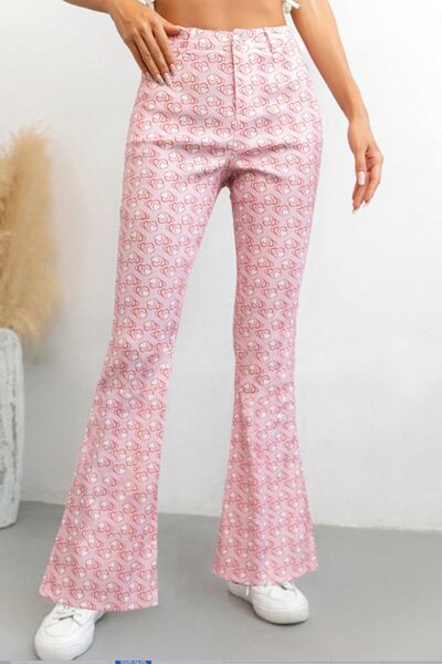Printed High Waist Flare Pants with Pockets - Pahabu - Women's Clothing & Shop