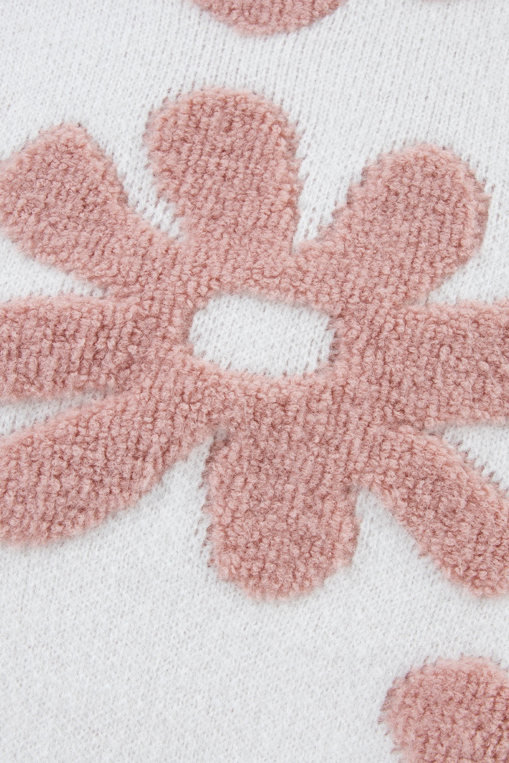 Flower Round Neck Long Sleeve Knit Top - Pahabu - Women's Clothing & Shop