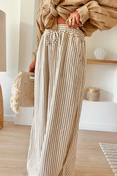Plus Size Striped Wide Leg Pants - Pahabu - Women's Clothing & Shop
