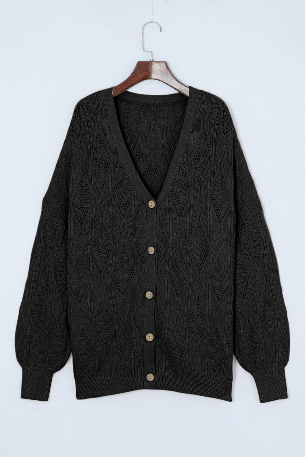 Plus Size Cable-Knit Button Up Sweater - Pahabu - Women's Clothing & Shop