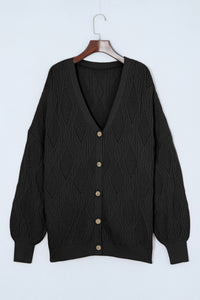 Plus Size Cable-Knit Button Up Sweater - Pahabu - Women's Clothing & Shop