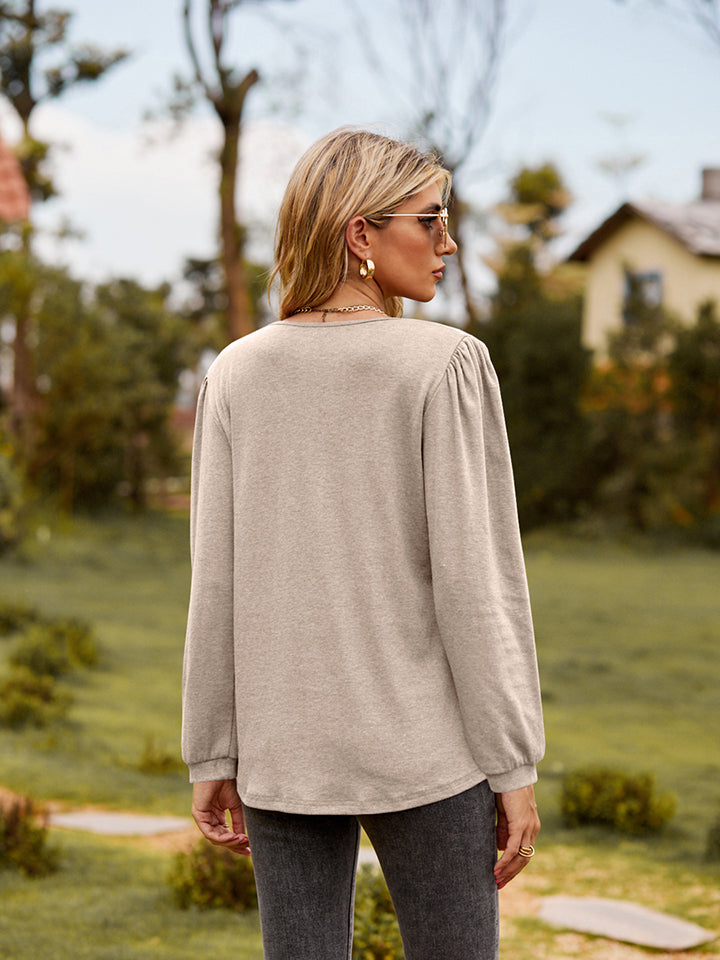 Puff Sleeve Ruffle Trim Blouse - Pahabu - Women's Clothing & Shop