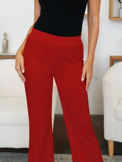 FAM-FAM Elastic Waist Bootcut Pants - Pahabu - Women's Clothing & Shop
