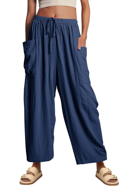 Full Size Pocketed Drawstring Wide Leg Pants - Pahabu - Women's Clothing & Shop
