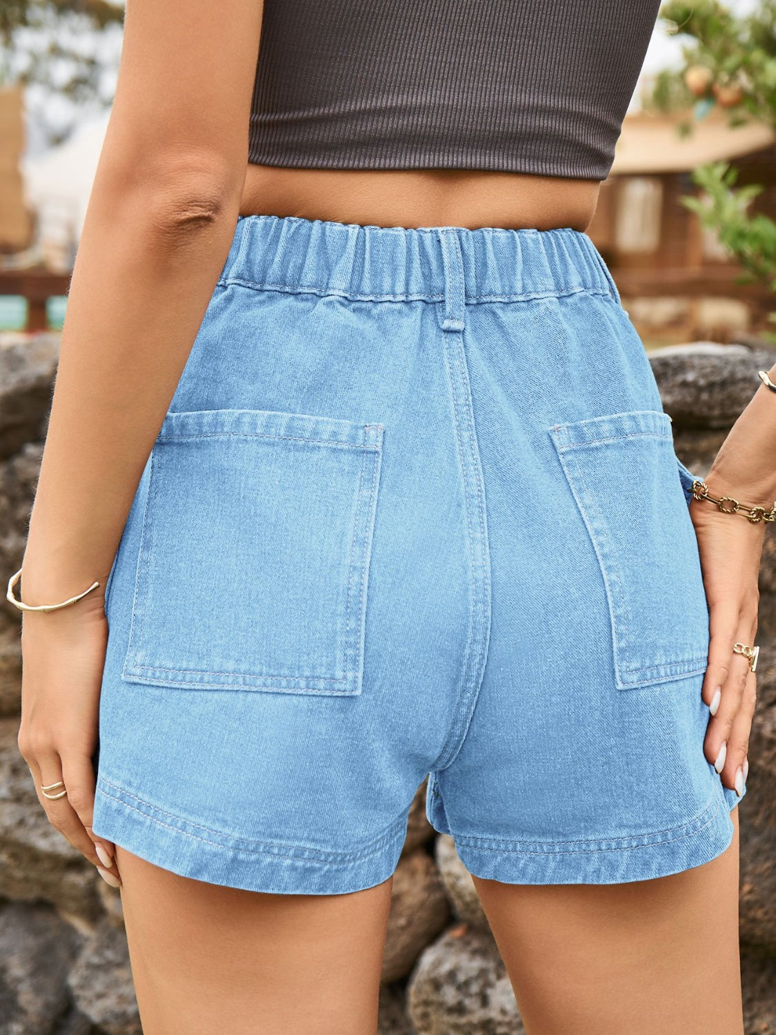 High Waist Denim Shorts with Pockets - Pahabu - Women's Clothing & Shop