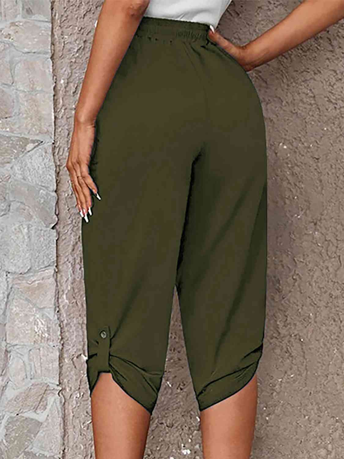 Full Size Roll-Tab Capris Pants - Pahabu - Women's Clothing & Shop