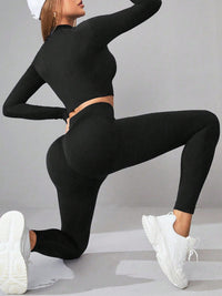 Mock Neck Long Sleeve Top and Leggings Active Set - Pahabu - Women's Clothing & Shop