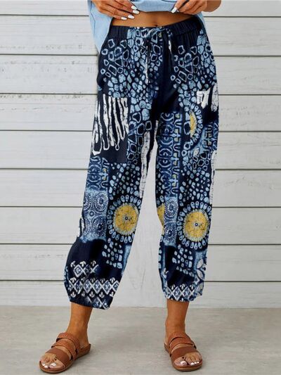 Printed Tied Cropped Pants - Pahabu - Women's Clothing & Shop