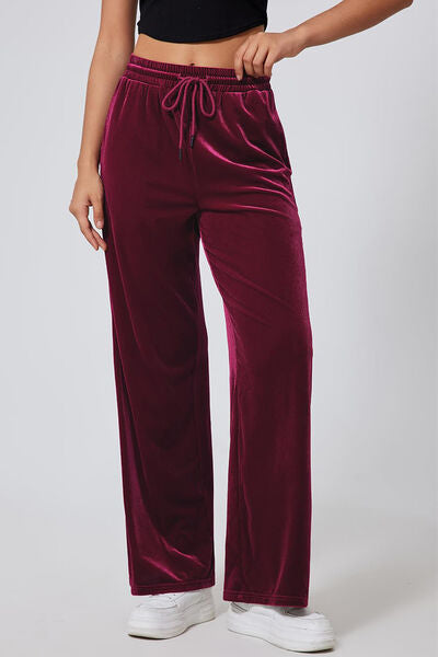 Drawstring Elastic Waist Straight Leg Pants - Pahabu - Women's Clothing & Shop