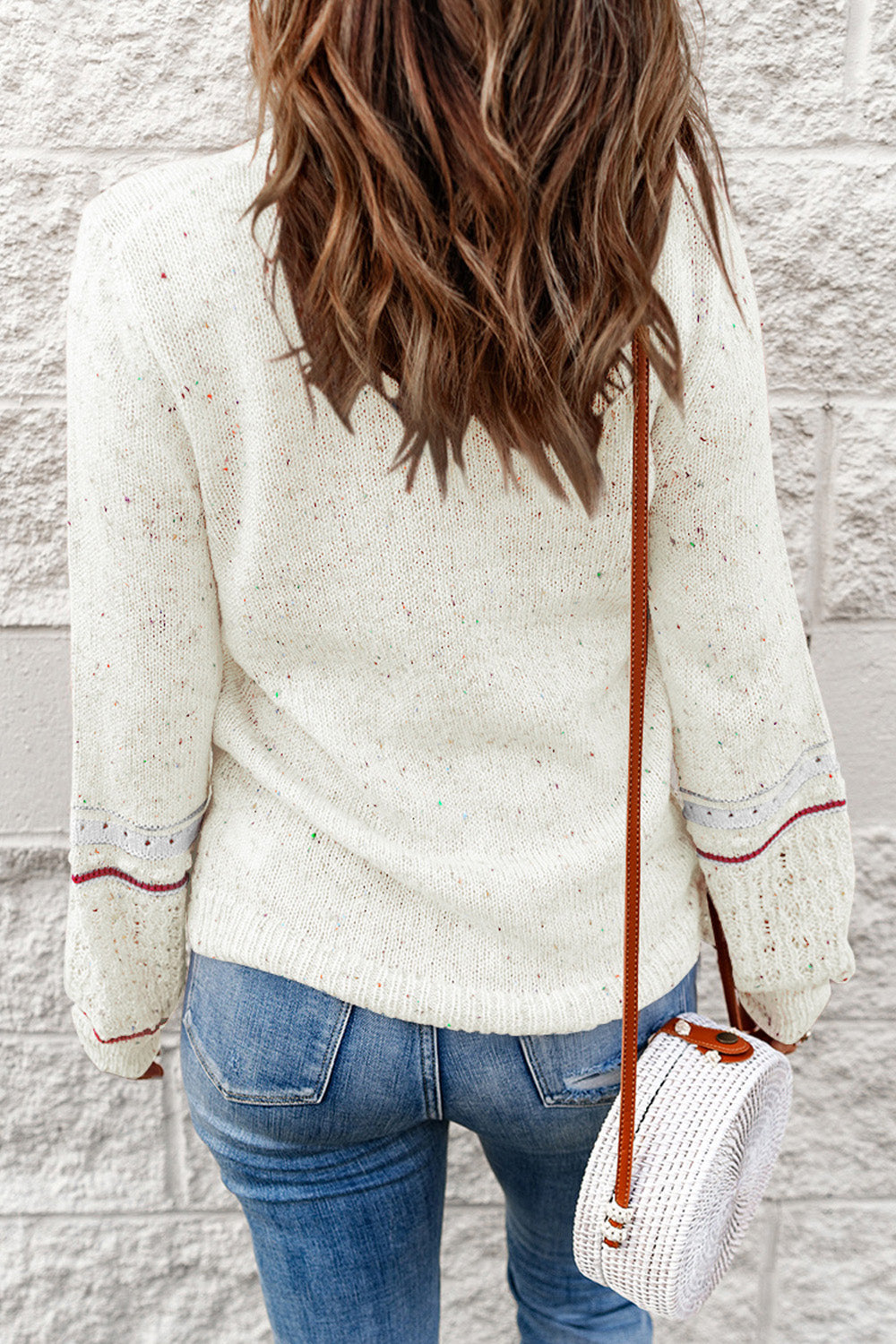 Multicolored Pilling Detail Ribbed Trim Sweater - Pahabu - Women's Clothing & Shop