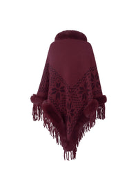 Fringe Geometric Cape Sleeve Poncho - Pahabu - Women's Clothing & Shop