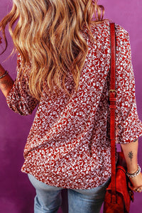 Printed Tie Neck Balloon Sleeve Blouse - Pahabu - Women's Clothing & Shop