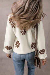 Flower Round Neck Long Sleeve Sweater - Pahabu - Women's Clothing & Shop