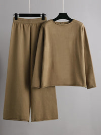 Basic Bae Rolled Round Neck Top and Pants Sweater Set - Pahabu - Women's Clothing & Shop
