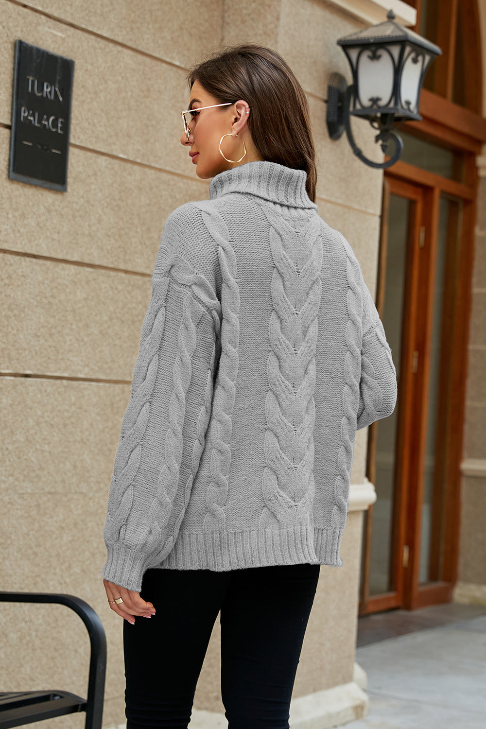 Cable-Knit Turtleneck Sweater - Pahabu - Women's Clothing & Shop