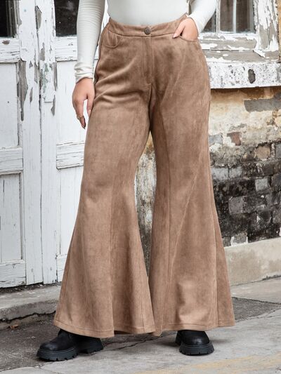 Plus Size Pocketed Flare Pants - Pahabu - Women's Clothing & Shop