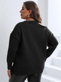 Plus Size Cutout V-Neck Sweater - Pahabu - Women's Clothing & Shop