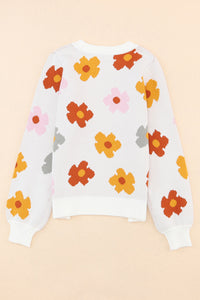 Floral Round Neck Sweater - Pahabu - Women's Clothing & Shop