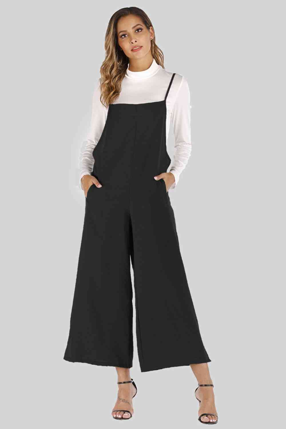 Full Size Cropped Wide Leg Overalls with Pockets - Pahabu - Women's Clothing & Shop