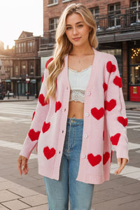 Heart Button Down Long Sleeve Cardigan - Pahabu - Women's Clothing & Shop
