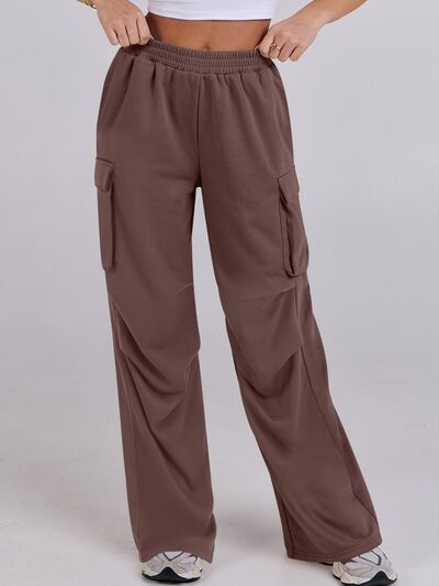 Elastic Waist Wide Leg Pants with Pockets - Pahabu - Women's Clothing & Shop