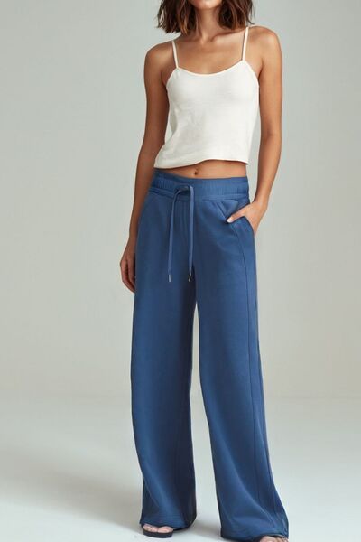 Drawstring Elastic Waist Straight Leg Pants - Pahabu - Women's Clothing & Shop