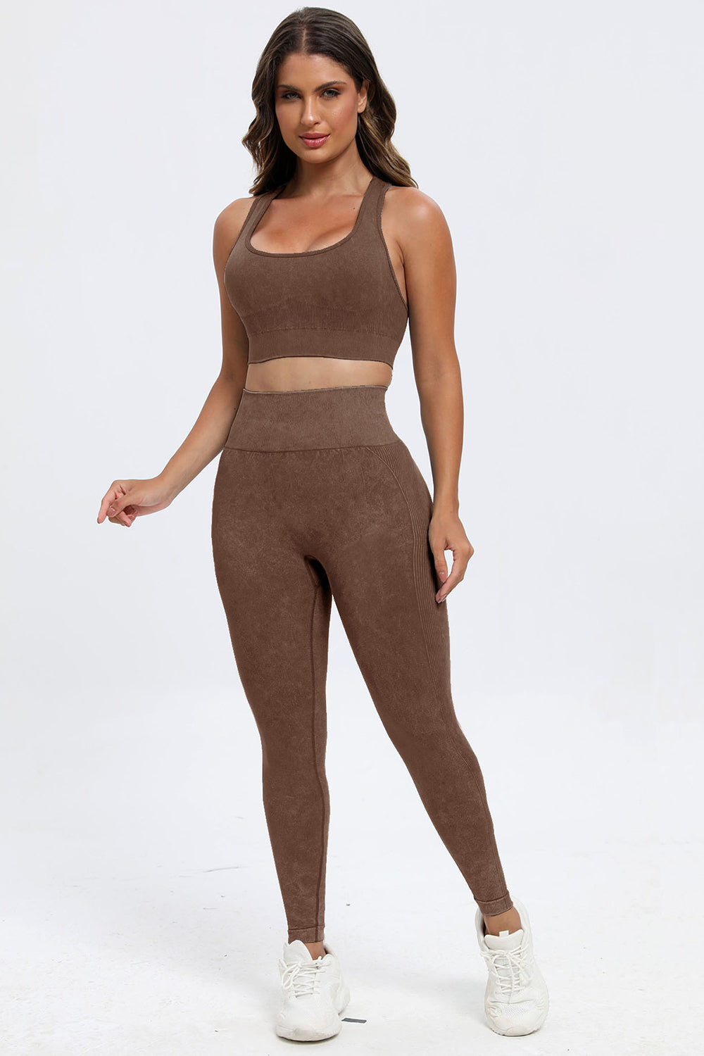 3 Piece Washed Square Neck Wide Strap Active Set - Pahabu - Women's Clothing & Shop