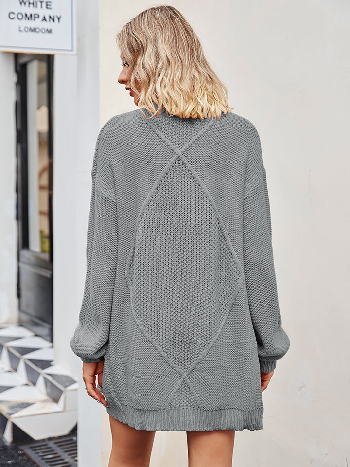 Cable-Knit Long Sleeve Cardigan - Pahabu - Women's Clothing & Shop