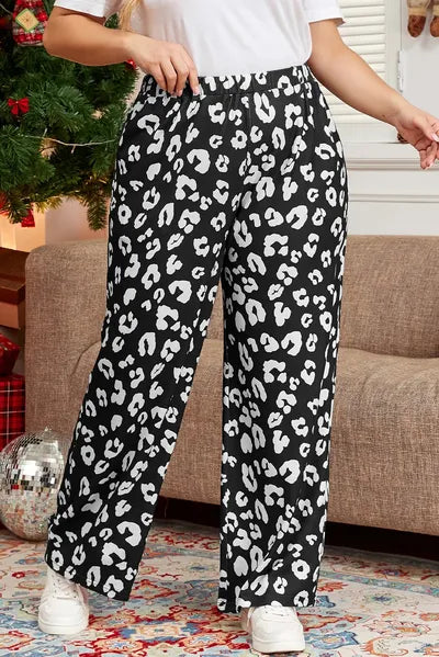 Plus Size Leopard Elastic Waist Pants - Pahabu - Women's Clothing & Shop
