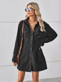 Pocketed Dropped Shoulder Mini Denim Dress - Pahabu - Women's Clothing & Shop