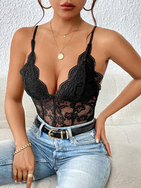 Perfee Lace V-Neck Spaghetti Strap Bodysuit - Pahabu - Women's Clothing & Shop