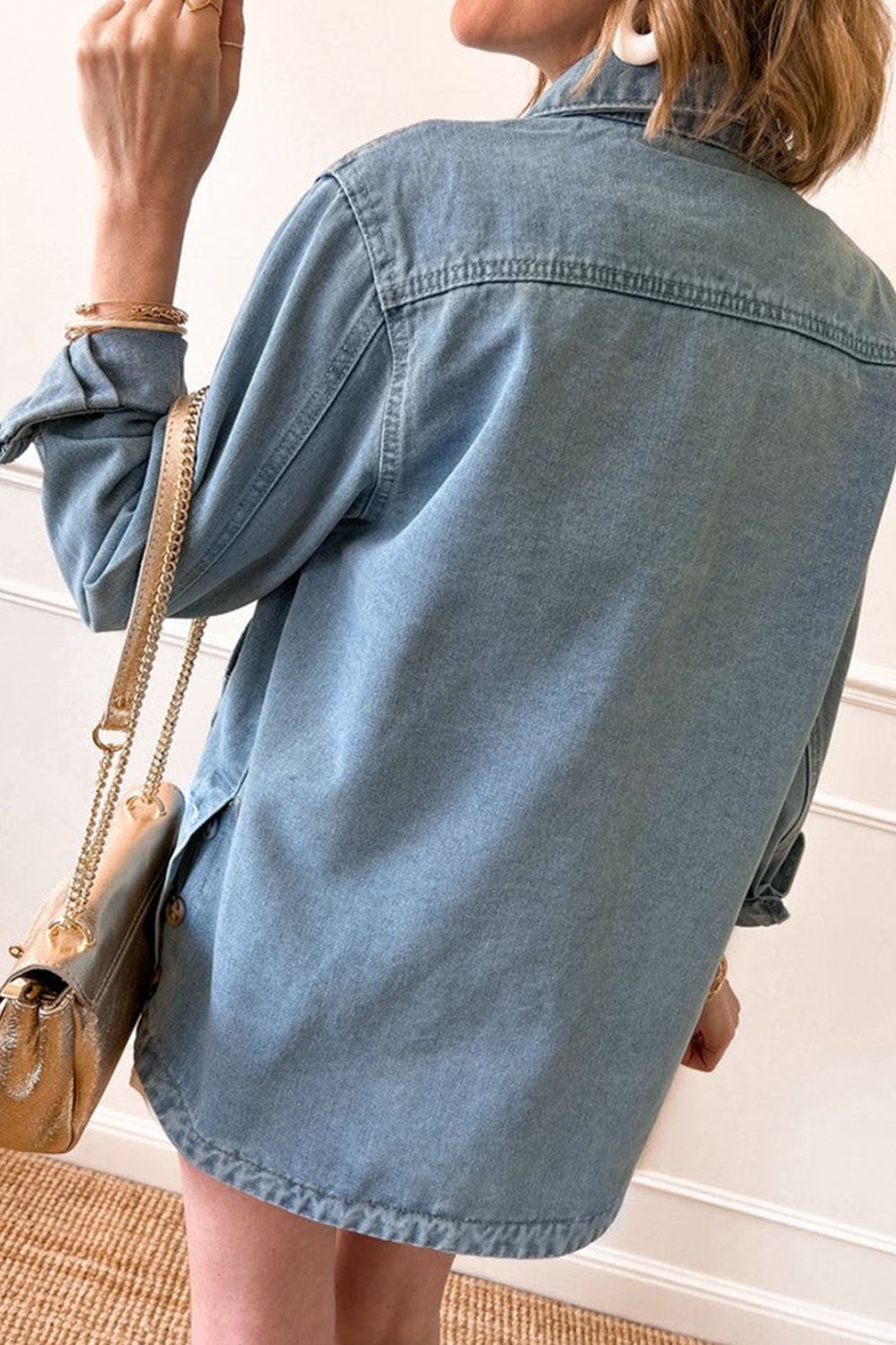 Pocketed Button Up Long Sleeve Denim Jacket - Pahabu - Women's Clothing & Shop