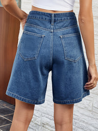 High Waist Denim Shorts with Pockets - Pahabu - Women's Clothing & Shop