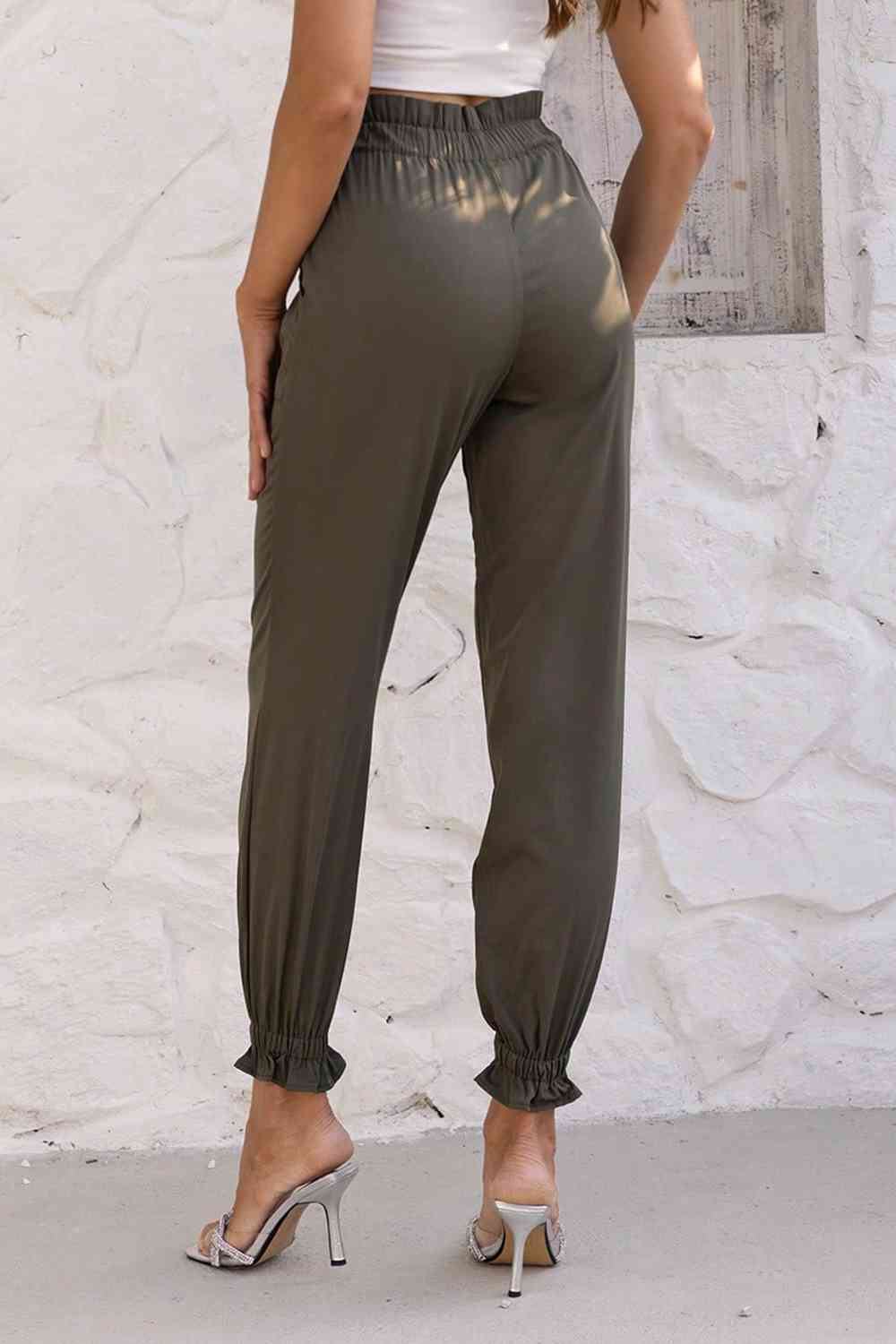 Paperbag Waist Pants with Pockets - Pahabu - Women's Clothing & Shop