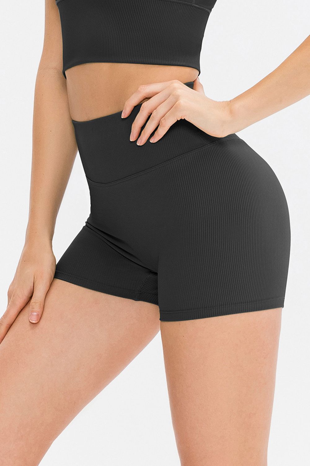 Slim Fit Wide Waistband Sports Shorts - Pahabu - Women's Clothing & Shop