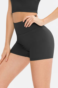 Slim Fit Wide Waistband Sports Shorts - Pahabu - Women's Clothing & Shop