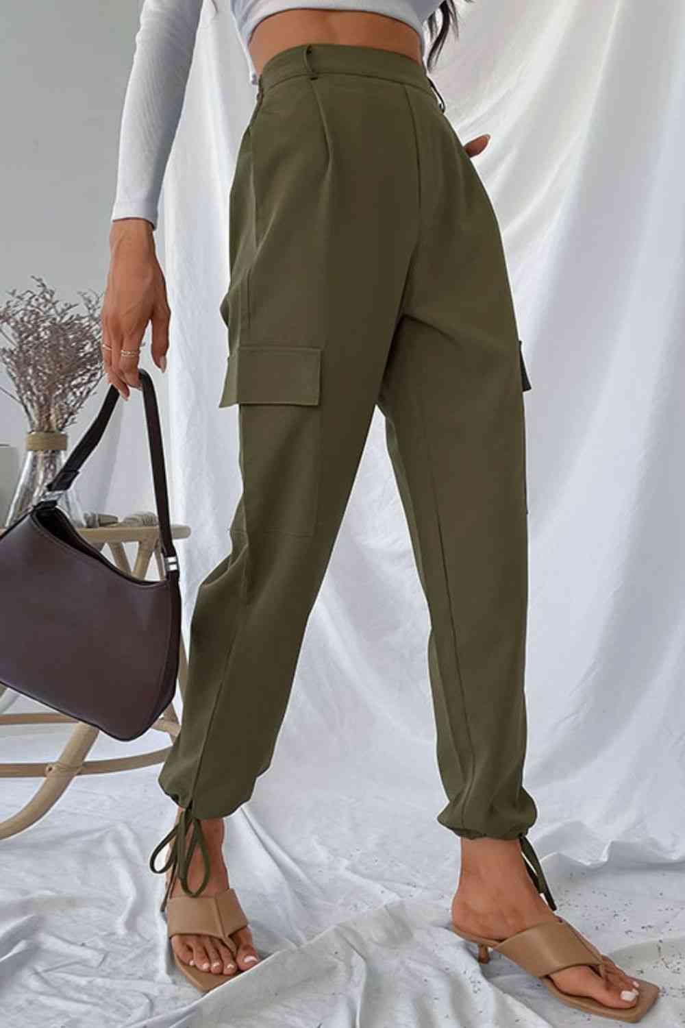 Perfee Drawstring Ankle Cargo Pants - Pahabu - Women's Clothing & Shop