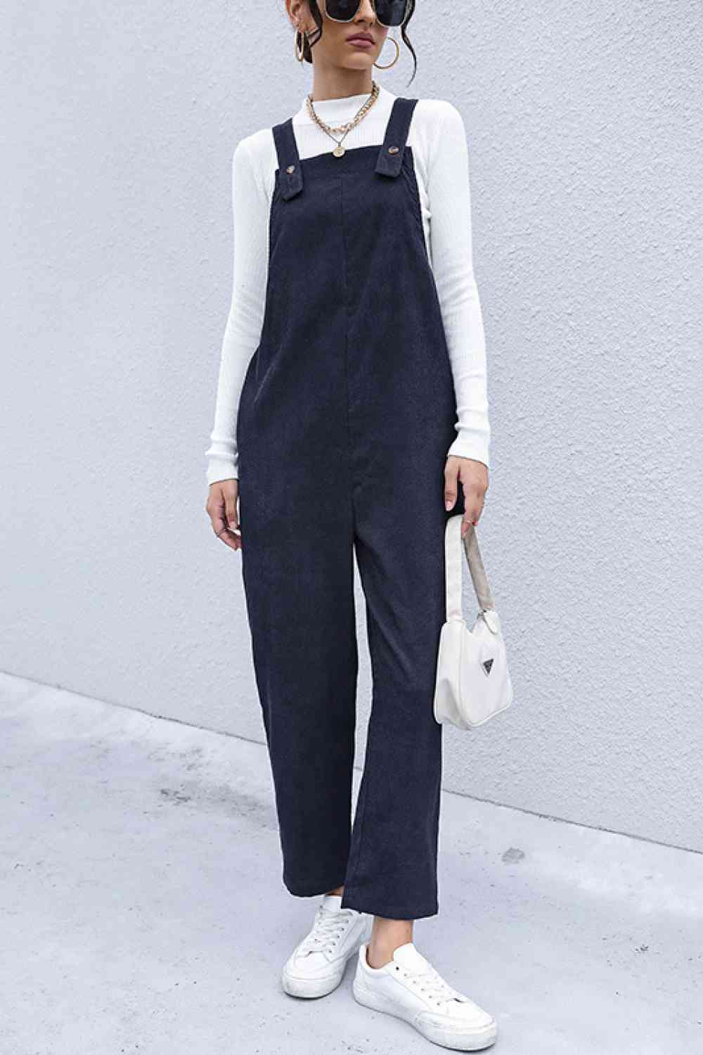 Perfee Button Detail Corduroy Overalls with Side Pockets - Pahabu - Women's Clothing & Shop