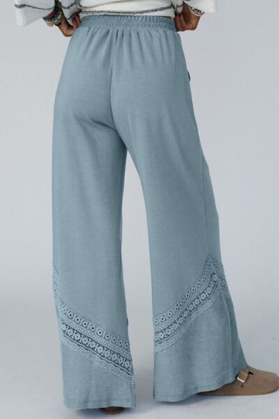 Lace Detail Wide Leg Pants - Pahabu - Women's Clothing & Shop