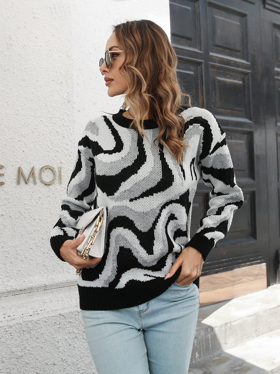Round Neck Dropped Shoulder Sweater - Pahabu - Women's Clothing & Shop