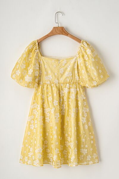 Printed Square Neck Puff Sleeve Mini Dress - Pahabu - Women's Clothing & Shop