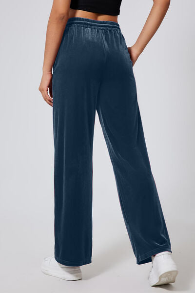 Drawstring Elastic Waist Straight Leg Pants - Pahabu - Women's Clothing & Shop